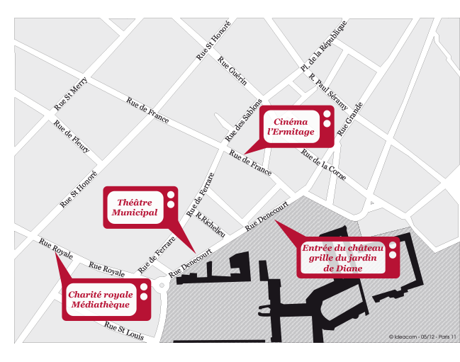 Carte de différents lieux et hôtels du festival